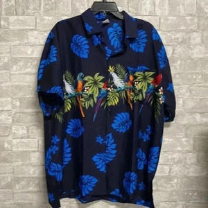 Creations blue & black mens button down shirt